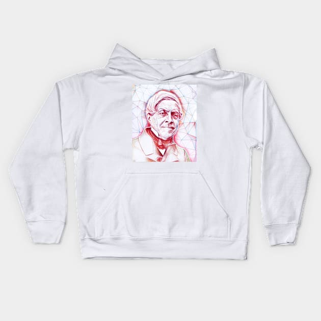 Jules Michelet Portrait | Jules Michelet Artwork | Line Art Kids Hoodie by JustLit